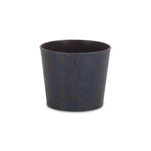 HomeRoots 6" Blue Recycled Plastic Indoor Outdoor Round Pot Planter - 1 of 3