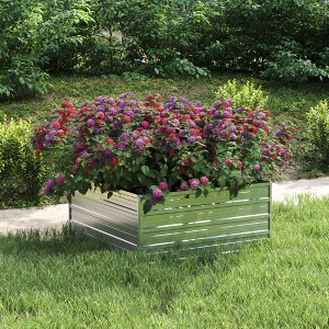 vidaXL Garden Raised Bed 39.4"x39.4"x17.7" Galvanized Steel Silver - 1 of 4