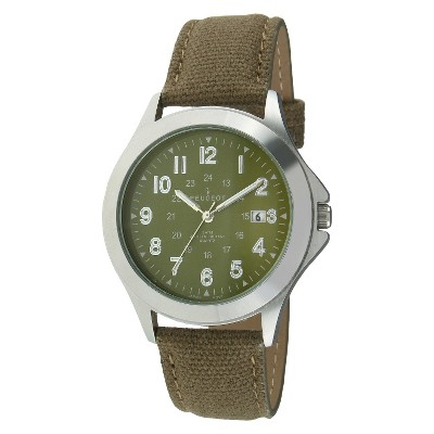 Men's Peugeot  Military Style Canvas Strap Watch - Green