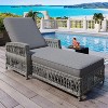 Outdoor Long Reclining Chaise, Wicker Lounge with Armrests, Patio Adjustable Recliner with Soft Removable Cushions Gray - 4 of 4