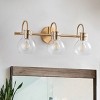 Modern 3-Light Vanity Wall Sconce, Black and Gold, Seeded Glass Globe Bathroom Light - 3 of 4