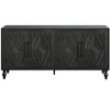 HomeRoots 68" Black Distressed Carved Floral Sideboard with Four Doors - 4 of 4