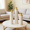 Grungis Modern White Droplet-Shaped Flower Vases,Set of 3 Glazed Metal Decorative Vases for Contemporary Home Decor,Gold+White - 2 of 4