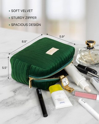 Emerald Green Velvet Large Makeup and Toiletry Bag