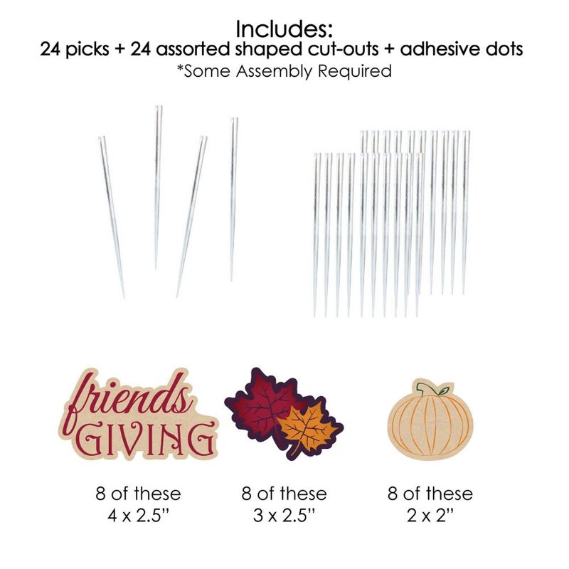 Big Dot of Happiness Friends Thanksgiving Feast - Dessert Cupcake Toppers - Friendsgiving Clear Treat Picks - Set of 24, 5 of 7