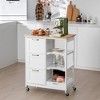 Tangkula Rolling Kitchen Island Utility Storage Cart w/ 3 Storage Drawers & Shelves - 3 of 4