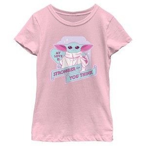 Girl's Star Wars: The Mandalorian Grogu My Love Is Stronger T-Shirt - 1 of 4