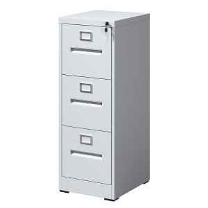 Dexmalle Metal Vertical File Cabinet with 3 Drawer and Lock - 1 of 4