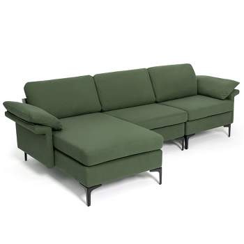 Costway L-shaped Modern Modular Sectional Sofa w/ Reversible Chaise & 2 USB Ports