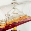 The Wine Savant Ship Design Wine & Whiskey Decanter Set Includes 4 Globe Drinking Glasses laid on a Mahogany wooden platter, Home Bar Decor - 1000 ml - 4 of 4