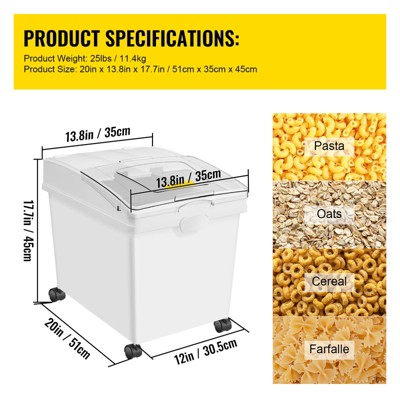 VEVOR Rice Storage Container, 10.5Gallon/40L x3 Capacity Large Dog Food Dispenser Bin, Kitchen Ingredient Grain Cereal Flour Bin, 3 Pack, White — фото 8