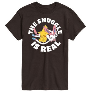 Men's - Pokémon - The Snuggle Is Real Pikachu and Sylveon -Men's Short Sleeve Graphic T-Shirt Short Sleeve Graphic T-Shirt - 1 of 3