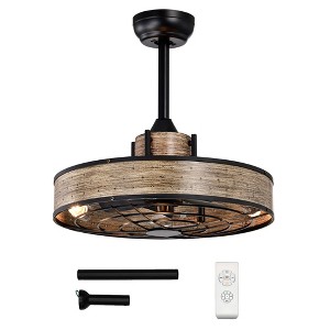 Tangkula 20" Caged Ceiling Fan 3 Wind Speeds with Light & Remote Control for Bedroom - 1 of 4