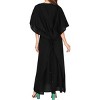 LA LEELA Women's House Daily Routine Evening Wear Vacation Holiday Casual Dailywear Loungewear Oversize Caftan Maxi Top Night Shirts 2X-3X Black Solid - 3 of 4