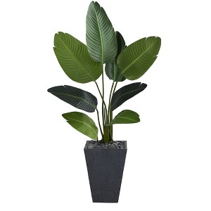 Nearly Natural 52-in Travelers Palm Artificial Tree in Slate Planter - 1 of 3