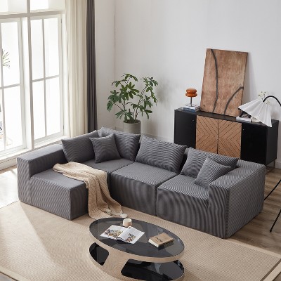 NicBex Couches for Living Room Modular L-Shaped Sectional Sofa Luxury Floor Couch Chenille Fabric Upholstered Sofa, 5 PC Free Combination