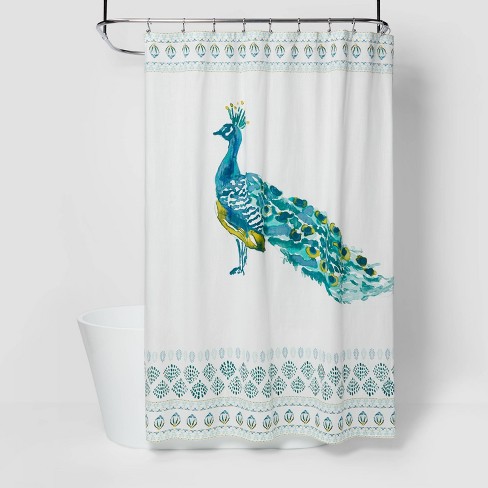 peacock shower curtain hooks