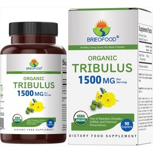 Brieofood Organic Tribulus 1500mg, 45 Servings, Vegetarian, Gluten Free, 90 Vegetarian Tablets - 1 of 4