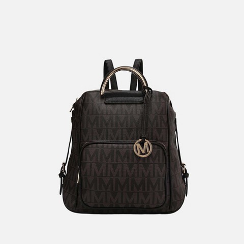MKF Collection Travel Backpack Trendy Monogram Vegan Leather, Cora Milan | MKF Collection by Mia K - Chocolate