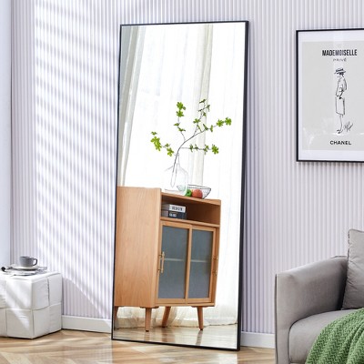 GlasFlength Full Length Mirrors, Wall-Mounted Full-Length Metal Frame Mirror for Bathroom, Bedroom, and Decor, Clear, 31.4"*1"*71"