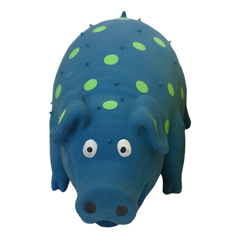 Multipet Latex Polka Dot Pig Dog Toy - Blue - 9&#34;, 1 of 10