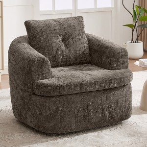 Whisen 36.6" Swivel Sofa Chair, Swivel Round Chair & Couch with Dual-layer Cushion Design - 1 of 4