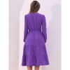 INSPIRE CHIC Women's V Neck Lantern Sleeve Ruffle Flowy A-Line Elegant Midi Dress - 3 of 4