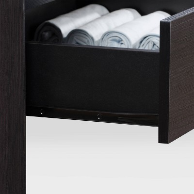 Mid-Century Modern Newport Black 24" Nightstand with Storage Drawer