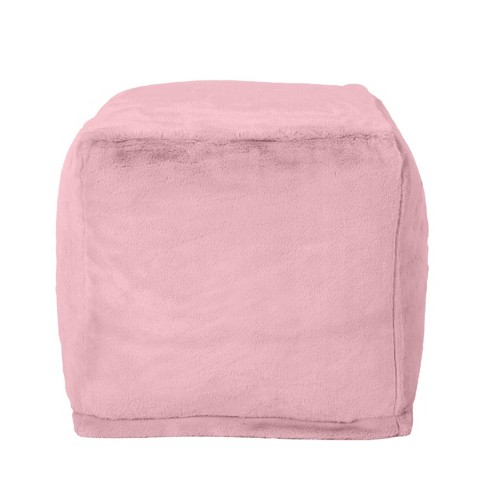 Cube Silkie Modern Glam Faux Fur Pouf Dusty Pink - Christopher Knight Home