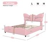 Lyngins Modern Butterfly-Shaped Platform Bed Frame with PU Leather Upholstered Headboard, Queen Bed Frame with Gold Metal Decor, No Box Spring Needed - 3 of 4