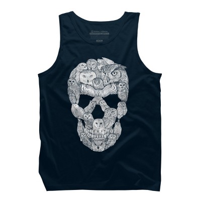 Men's Design By Humans Sketchy Owl Skull By Dinny Tank Top