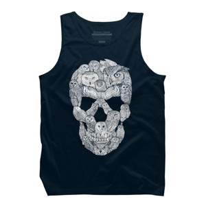 Men's Design By Humans Sketchy Owl Skull By Dinny Tank Top - 1 of 3