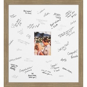 Woodgrain Signature Mat Picture Frame – Guest Book Alternative for Weddings, Graduations, or Retirement – Autograph Photo Mat for Signature Board - 1 of 4