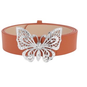INSPIRE CHIC Women's Fashion Versatile Rhinestone Butterfly Buckle Belt - 1 of 4