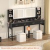 Aheaplus Makeup Vanity Desk with LED Light Mirror, Dressing Table with Charging Station and Drawers - 3 of 4