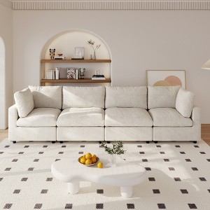 Modern Sectional Sofa 134 Inch 4-Seater Cloud Couch with Chenille Deep Seat Couches for Living Room, Bedroom and Apartment - 1 of 4