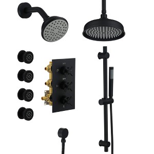 CASAINC Dual Shower Head System with Slide Bar and 4 Body Jets - 1 of 4