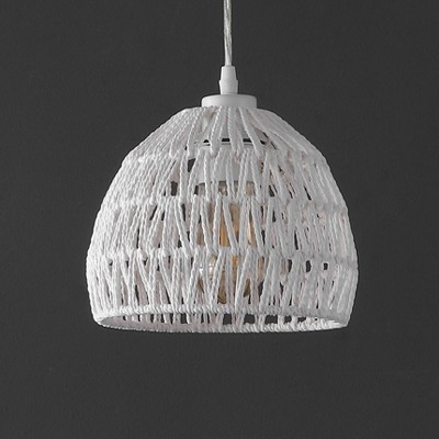 White Woven Rope and Iron LED Pendant Light