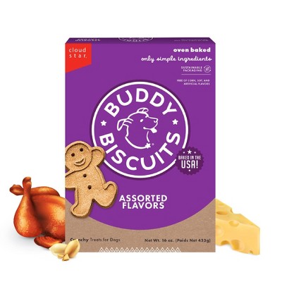 Buddy Biscuits Crunchy Assorted Flavors with Beef, Chicken and Cheese Biscuit Dog Treats - 16oz