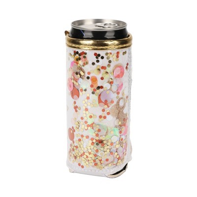 Packed Party Spirit Squad Confetti Skinny Can Cooler, Insulated Metal Can Drink Holder for Tailgate, Pool or Beach (Orange Burst)