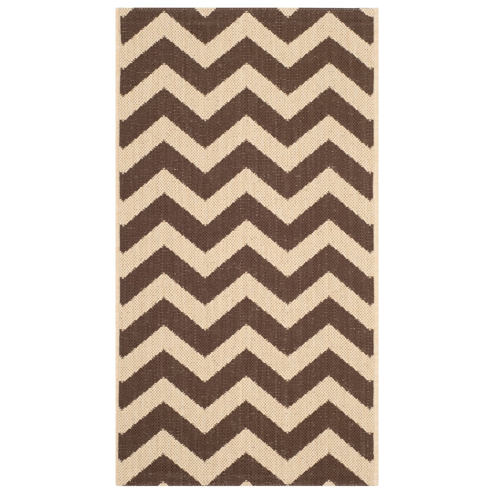 2'X3'7in Rectangle Elvas Outdoor Patio Rug Dark Brown - Safavieh