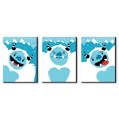 Big Dot of Happiness Yeti to Party - Mountain Nursery Wall Art and Abominable Snowman Kids Room Decor - 7.5 x 10 inches - Set of 3 Prints