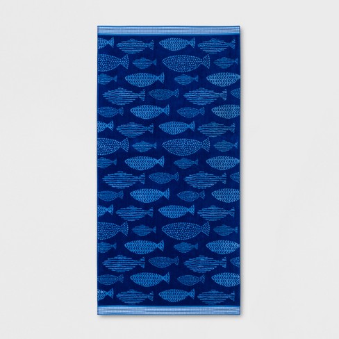 Xl Fish Beach Towel Blue Sun Squad