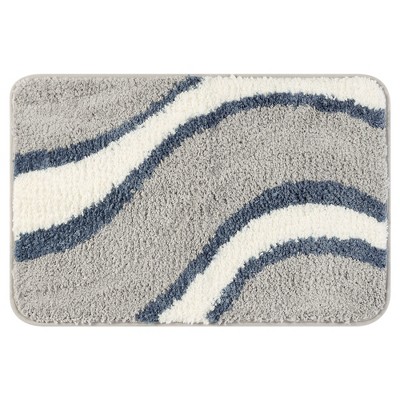 Unique Bargains Bathroom Soft Tub Shower Wavy Stripes Non-Slip Absorbent Bath Mat 1 Pc