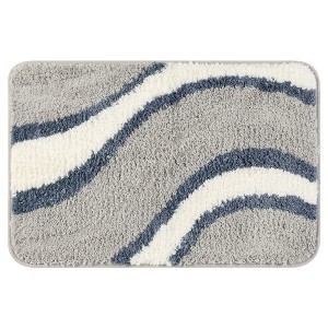 Unique Bargains Bathroom Soft Tub Shower Wavy Stripes Non-Slip Absorbent Bath Mat 1 Pc - 1 of 4