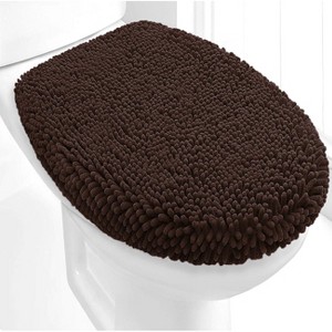 Home Mart Goods  Brown Soft Cozy Plush Chenille Toilet Seat Cover - 18"x18" - 1 of 3