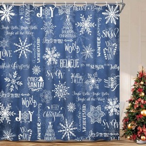 LunaLulinlk 13pc Christmas Shower Curtain with Hooks - 1 of 4