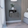 Floating Nightstand 12"H, Wall Mounted with Single Drawer and 2-Tier Shelf - 2 of 4