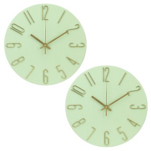 REGALWOVEN 2 Pcs Plastic Classic Battery Powered Silent Non-Ticking Wall Clock 12 x 12 Inches - 1 of 4