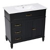 Bathroom Vanity With Ceramic Sink,Storage Cabinet,Bathroom Storage Cabinet With 3 Drawers,Solid Wood Legs And 2 Doors -Maison Boucle - 3 of 4